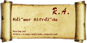 Römer Alfréda névjegykártya